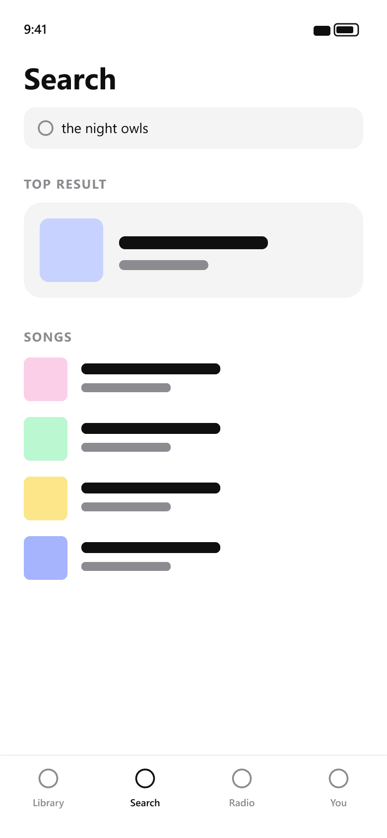 Music App screen